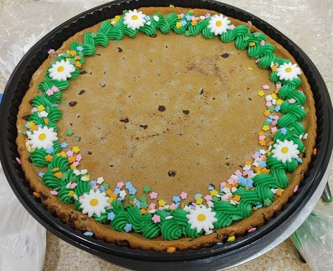 Cookie Cake Slices Decorated, Party Combo Cake Ideas, Simple Cookie Cake Designs, Cookie Cakes Decorated, Decorated Cookie Cake, Cookie Cake Decorating Ideas, Fancy Birthday Cakes, Dq Cakes, Message Cookies