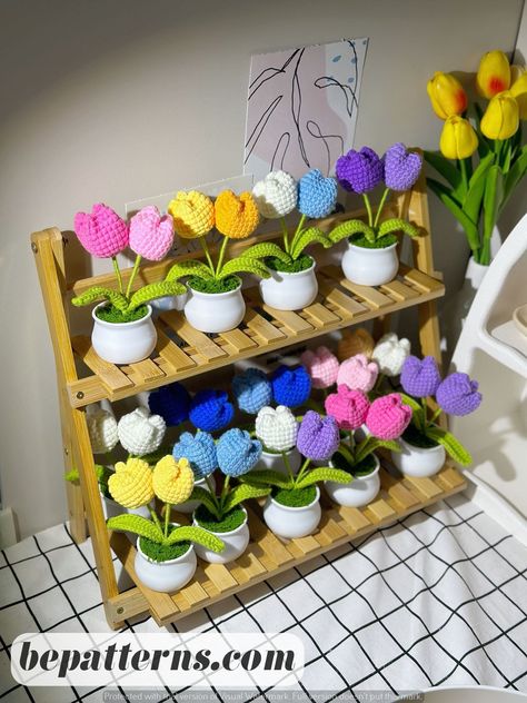 Fun Crochet Projects | Free Patterns | Crazy & Creative Flower Bouquet Tutorial, Crochet Flower Pot, Crochet Project Free, Crochet Tulip, Handmade Bouquet, Made Flowers, Handmade Bouquets, Crochet Flowers Free Pattern, Crochet Disney