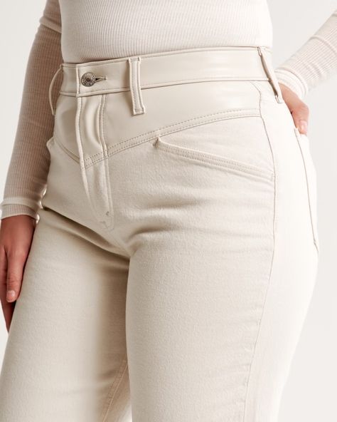 Women's Mixed Fabric Curve Love High Rise 90s Relaxed Jean | Women's Clearance | Abercrombie.com High Rise 90s Relaxed Jean, Jean Color, Abercrombie And Fitch Jeans, Leather Jeans, Relaxed Jeans, American Clothing, Abercrombie And Fitch, Rebecca Taylor, Mixing Fabrics