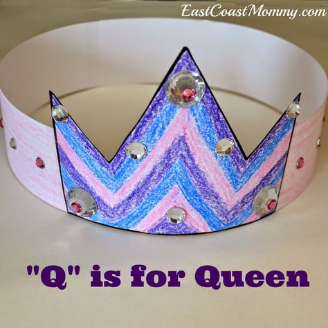 Alphabet Craft - Letter Q craft.  {Free printable crown template included.} Q Crafts For Preschool, Letter Q Craft, Q Is For Queen, Q Craft, Letter Q Crafts, Q Alphabet, Printable Crown, Eric Hill, Abc Crafts