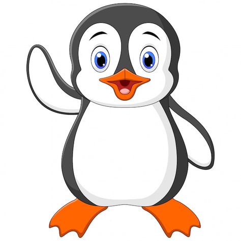 Illustration of cartoon funny little pen... | Premium Vector #Freepik #vector #cartoon-mascot #funny-cartoon #mascot #animal-mascot Waving Hand, Penguin Pictures, Penguin Cartoon, School Art Activities, Penguins And Polar Bears, Disney Characters Wallpaper, Cartoon Funny, Towels Kids, Baby Penguins