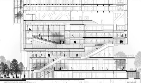 15 Impressive Atriums (And Their Sections),Cortesía de Renzo Piano Building Workshop Atrium Section Architecture, Shopping Mall Section, Renzo Piano Section, Atrium Architecture Plan, Atrium Section, Multifunctional Architecture, Monumental Staircase, Section Plan, Architecture Section Drawing