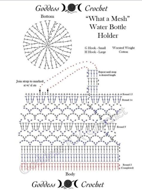 Crochet Water Bottle Holder, Crochet Bottoms, Bottle Cozies, Crochet Stitches Guide, Pola Amigurumi, Water Bottle Holder, Crochet Purse Patterns, Crochet Bags Purses, Water Bottle Holders