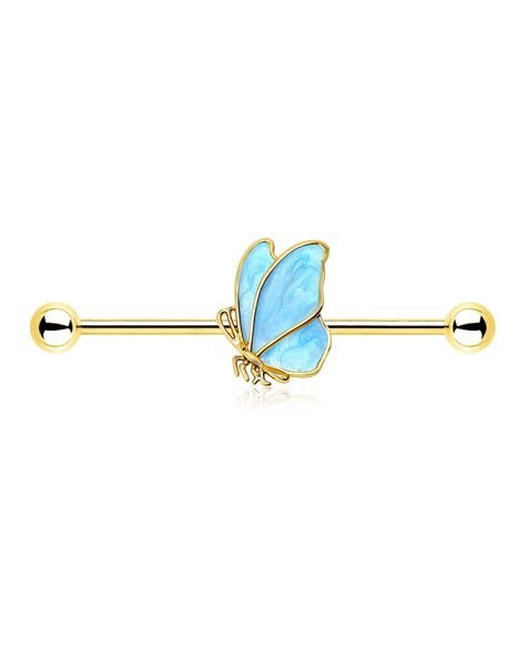 PRICES MAY VARY. STYLE:One package contains one piece butterfly industrial ring,we have many colors for you to choose,suitable for different occasion wearing. GAUGE:Bar thickness:14g(1.6mm),bar length:38mm, ends ball diameter: 5mm. MATERIAL:316L Stainless Steel,Nickle and Lead Free,suiable for sensitive skin,light weight and comfortable. PACKAGE:Individually packaging,gorgeous & cute design, give you charming look, also is a nice gift for yourself,love,family,friend on wedding,party,birthday and Industrial Earring, Industrial Ring, Industrial Earrings, Industrial Piercing Jewelry, Industrial Jewelry, Industrial Barbell, Industrial Piercing, Women Body, Family Friend