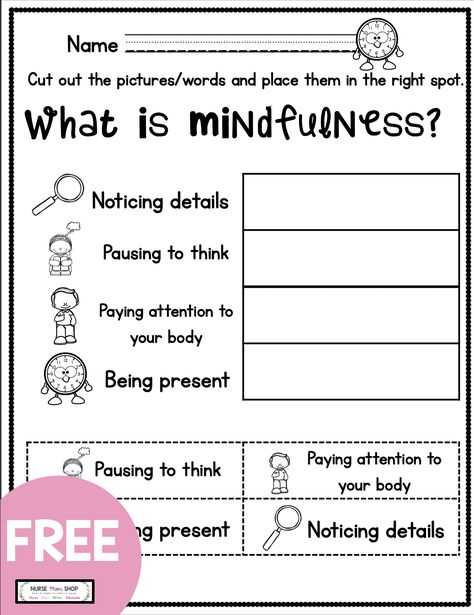 FREE mindfulness for tools for kids - free mindfulness printables and curriculum - free kindergarten social emotional learning - first grade freebie worksheets - teach mindfulness - mindful parenting - elementary school counseling #mindfulness #teachmindfulness What Is Mindfulness, Mindfulness Exercises, Mindfulness For Kids, School Social Work, Counseling Activities, Mindfulness Activities, Educational Worksheets, Counseling Resources, Therapy Worksheets