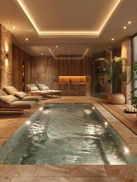 50+ AI Designed Dream Swimming Pools Old Money Swimming Pool, Inside Pool Ideas, Swimming Pool At Home, Indoor Pool Ideas, Luxury Pools Indoor, Indoor Pool House, Indoor Swimming Pool Design, Home Spa Room, Inside Pool