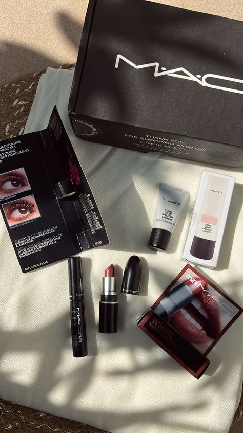 MAC |Makeup| Aesthetic Photography| Macstack Mascara, Mac Mini Lipstick, Mac Whirl, Mac Strobe Cream, Mac Mascara, Strobe Cream, Mini Lipstick, Makeup Wishlist, Mac Mini