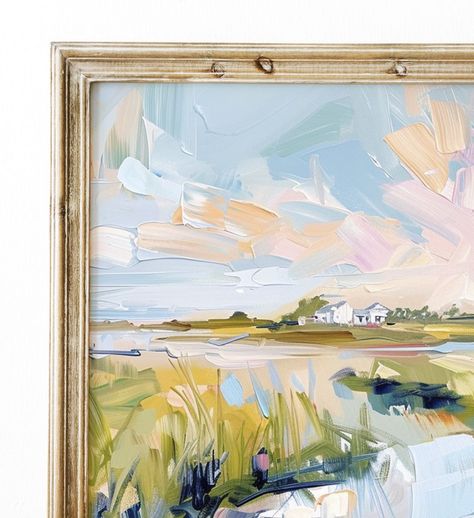 Grandmillenial Art, Painting Pastel Colors, Oil Painting Pastel, Marsh Painting, Sky Oil Painting, Painting Abstract Landscape, Lake Ideas, Landscape Beach, Painting Pastel