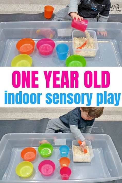 one year old indoor sensory play, toddler learning to scoop and pour, things to do with a one-year-old, at home learning with toddlers #toddler #oneyearold #18months #19months #20months One And A Half Year Old Activities, Sensory Play Activities Preschool, Outside Activities For One Year Olds, Activities For 20 Month Olds At Home, Pouring Activities For Toddlers, One Year Old Sensory Activities, Activities For 20 Month Old, Daycare Activities For One Year Olds, One Year Old Classroom Setup Daycare