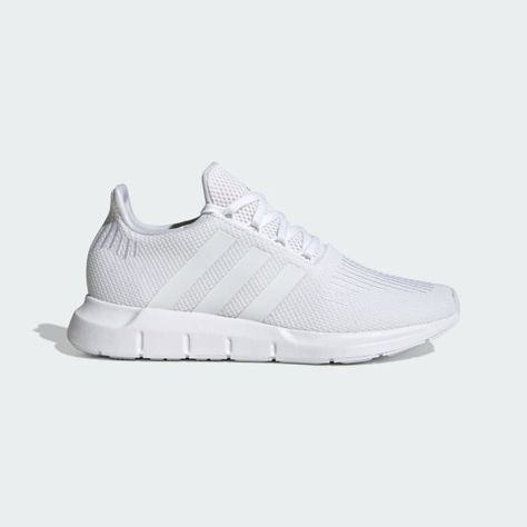 White And Gold Shoes, Adidas White Shoes, White Athletic Shoes, Workout Sneakers, Adidas Swift Run, Adidas Tennis Shoes, White Tennis Shoes, White Running Shoes, Adidas Shoes Women