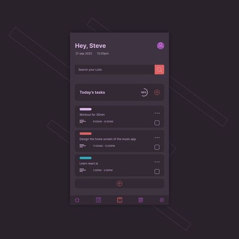 Ui/Ux design of a todo list app Todo List App, Web App Ui Design, Ux Design Principles, Ui Design Dashboard, Home Screen Design, Online Web Design, App Interface Design, Ui Design Website, List Design