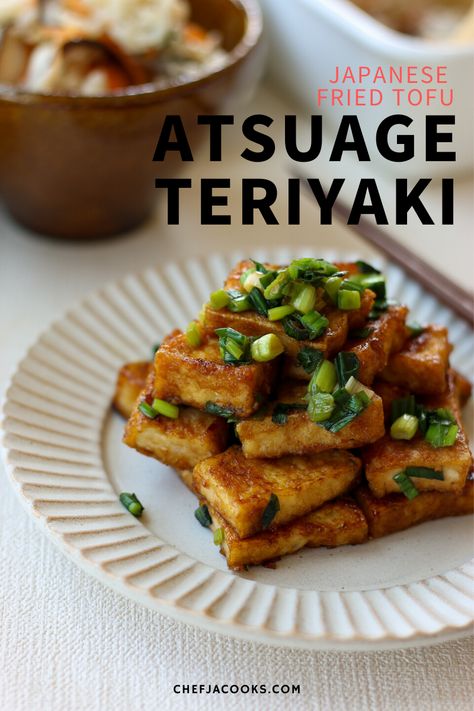 Fried Tofu(Atsuage) Teriyaki is an easy and delicious recipe with Japanese flavor. It's a perfect side dish for obento(lunch box) as well as for meal prepping! #FriedTofu#tofu#teriyaki#vegan Japanese Tofu Recipes, Japanese Tofu, Healthy Japanese Recipes, Japanese Vegan, Sweet Teriyaki Sauce, Deep Fried Tofu, Teriyaki Recipe, Teriyaki Tofu, Easy Japanese Recipes