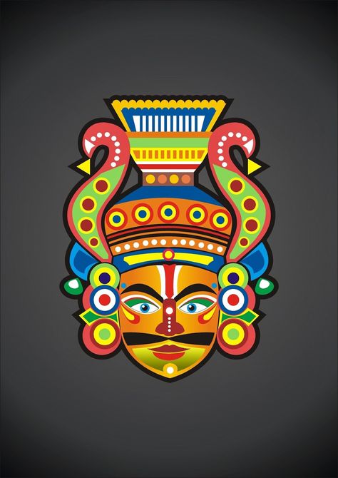 #Yakshagana #mask #canvas #painting Yakshagana Painting On Canvas, Colourful Face Painting, Yakshagana Drawing, Yakshagana Painting, Ganesh Art Paintings, Composition Painting, Rajasthani Art, Mask Drawing, Kerala Mural Painting