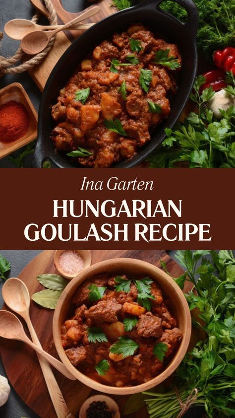 Ina Garten Hungarian Goulash Recipe Hungarian Potato Goulash, Authentic Hungarian Goulash, Goloush Recipe, Hungarian Goulash Recipes Authentic, Dutch Oven Goulash, Beef Goulash Recipes, Hungarian Goulash Recipes, Austrian Goulash, Grandma's Goulash Recipe