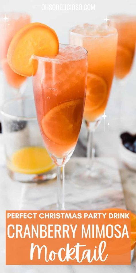 Looking for a show-stopping non-alcoholic Christmas drink that's both elegant and simple? Our cranberry mimosa mocktail is your answer. This sweet and tart cranberry mimosa is a total crowd-pleaser that brings festive cheer to every gathering. Made with Cran-Apple Martinelli's and super easy to mix, it's the perfect virgin mimosa for Christmas parties. Bubbly, refreshing, and loved by all ages – your family will be asking for seconds! #ChristmasMocktail #ChristmasDrinks Mimosa Recipe Non Alcoholic, Mimosa Mocktail Non Alcoholic, Alcohol Free Mimosa, Non Alcoholic Mimosa Recipe, Virgin Mimosa Recipe, Mocktail Mimosa, Virgin Mimosas, Virgin Mimosa, Mimosa Mocktail