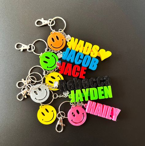 Smiley Keychain, Etsy Pod, Shoe Accessories Diy, Oceanside California, Tag Name, Name Keychain, Girl Scout Troop, Name Gifts, Etsy Sales