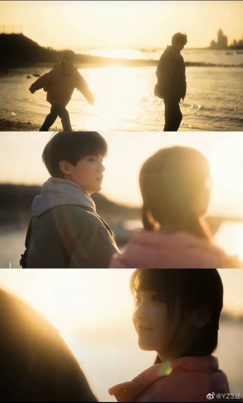 “When I Fly Towards You” (2023) 💞 Zhou Yi Ran & Zhang Miao Yi as the adorable forever couple: Zhang Lu Rang & Su Zai Zai 💖 The Look of Love-watching the sunset together 🌅 Sunset Lighting Reference, Sunset Cinematic, Zhang Miao Yi, Sunset Together, Cinematic Shots, Couple Poses Reference, Dreamy Photography, Human Reference, Human Poses Reference