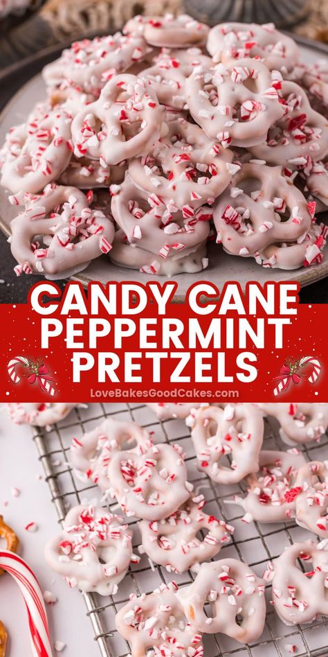 Candy Cane Peppermint Pretzels Peppermint Pretzels, Peppermint Pretzel, Christmas Candy Easy, Easy Christmas Candy Recipes, White Chocolate Peppermint, Christmas Baking Recipes, Salty Treats, Christmas Food Gifts, Candy Recipes Homemade