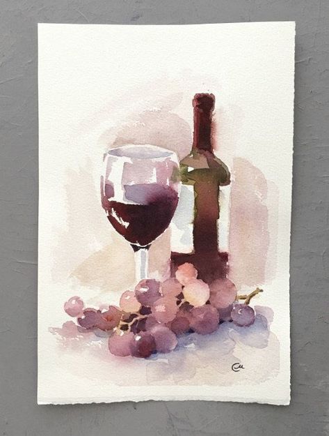 Drink Illustration, Piskel Art, Wine Painting, Watercolor Food, Wine Set, Wine Art, Large Canvas Wall Art, Black And White Wall Art, Kitchen Art