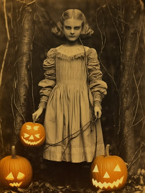 Scary Halloween Images, Vintage Witch Photos, Vintage Horror Art, Vintage Halloween Printables, Vintage Halloween Photos, Victorian Halloween, Vintage Halloween Images, Creepy Kids, Scary Pumpkin Carving