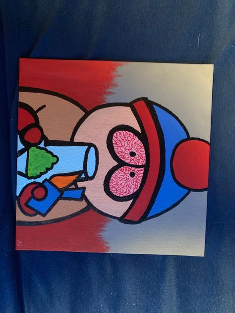 Just Roll It Painting, Cartoon Characters High Paintings, High Paint Ideas Trippy, Trippy Canvas Art, Funny Paintings, Trippy Painting, Canvas Drawing, Cute Canvas Paintings, Graphic Poster Art