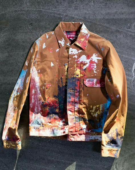 Diy Denim Jacket, Diy Vetement, Painted Jeans, Denim Diy, Painted Denim, Creation Couture, Painted Clothes, Junya Watanabe, Denim Design