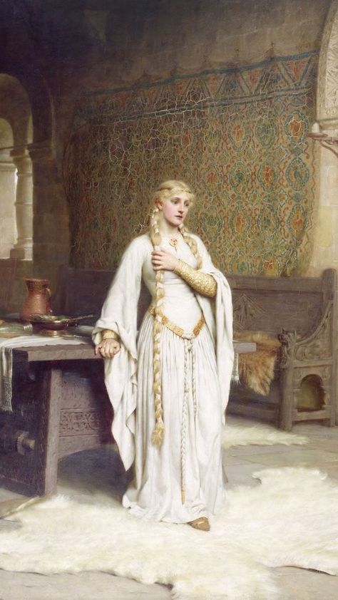 Edmund Blair Leighton, Lady Godiva, A Table, A Woman, White