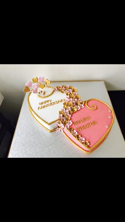 Double Heart Cake Designs, Anniversary Heart Cake Designs, Heart Shape Anniversary Cake Designs, Anniversary And Birthday Cake Combined, Latest Anniversary Cake Designs, White Anniversary Cake, Heart Cake Pink, Double Heart Cake, 1st Anniversary Cake