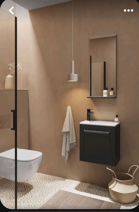 Small Bathroom Ideas Microcement, Beige Cement Bathroom, Beige Microcement Bathroom, Microcement Bathroom Design, Beige Walls Bathroom, Microcement Toilet, Microcement Bathroom Ideas, Beige Toilet Bathroom Ideas, Microcement Beige