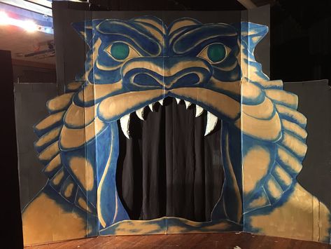 Cave of Wonders set for Aladdin Kids by Cristy Aladdin School Play, Aladdin Musical Set, Cave Of Wonders Aladdin Set, Aladdin Set Design, Aladdin Play Props Set Design, Cave Of Wonders Aladdin, Kids Play Stage, Aladdin Decorations, Broadway Set Design