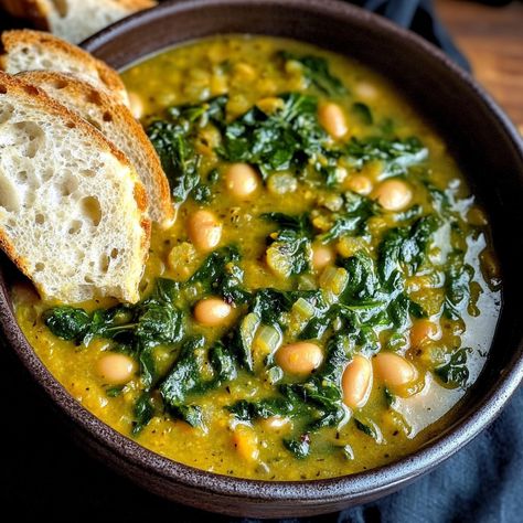 Spinach, Lentil, and Butter Bean Soup: A Cozy, Nutrient-Packed Bowl Spinach Lentil, Butter Bean Soup, Vegetarian Lentil Soup, Spinach Soup Recipe, Canned Lentils, Lentil Soup Recipes, Bean Soup Recipes, Spinach Soup, Fresh Spices