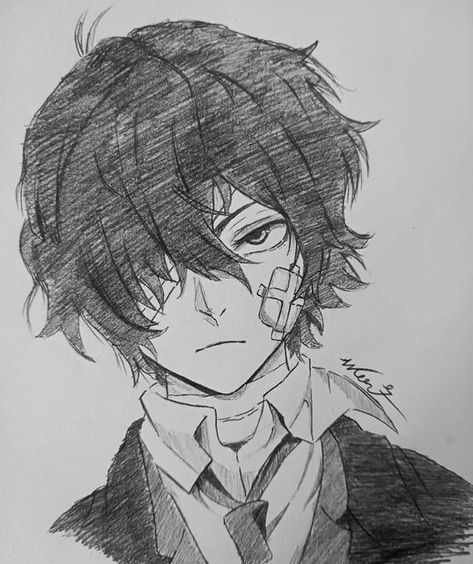 Dazai Osamu Anime, Anime Drawing Sketches, Naruto Sketch Drawing, Best Anime Drawings, Anime Drawing Books, Dog Sketch, Animation Art Sketches, Art Tools Drawing, Easy Drawings Sketches