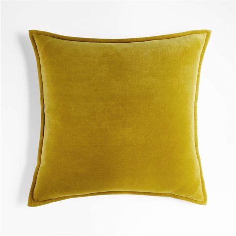 Ochre 20" Washed Cotton Velvet Pillow Cover + Reviews | Crate and Barrel Yellow Throw Pillows, Velvet Throw Pillow, Coordinating Patterns, Sofa Pillow Covers, Velvet Pillow, Velvet Throw, Velvet Pillow Covers, Modern Accents, Velvet Throw Pillows