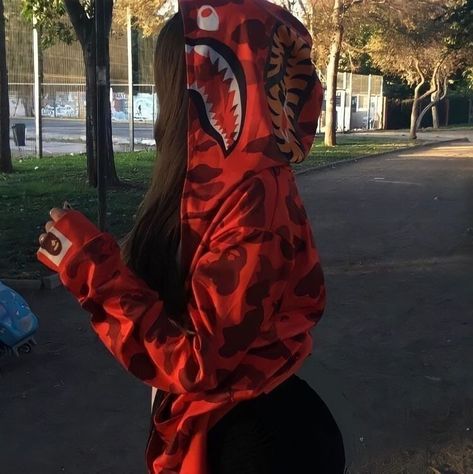 Camo Shark Hoodie, Bape Shark Hoodie, Chica Chola, Bape Outfits, Bape Shark, Bape Hoodie, Shark Hoodie, Hoodie Pants, Face Graphic