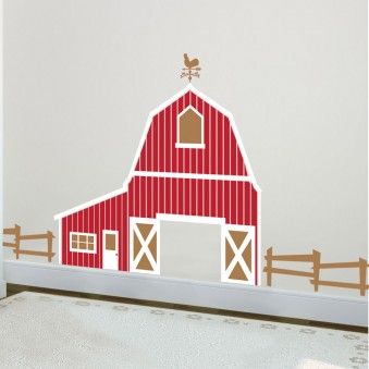 Barn Farm Scene Kids Playroom Backdrop - Vinyl Wall Art Decal for Homes, Offices, Kids Rooms, Nurseries, Schools, High Schools, Colleges, Universities, Events | Dana Decals Farm Classroom Decorations, Farm Decals, Large Playroom, Barnyard Nursery, Farm Mural, Kids Barn, Farm Room, Childrens Rooms, Backdrop Wall