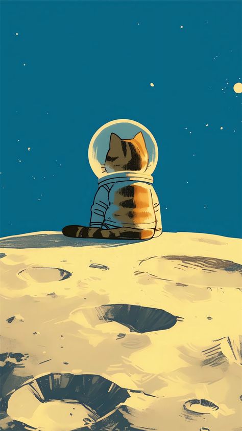 Cat Pattern Wallpaper, Walpapers Cute, Astronaut Art, Cool Wallpapers Cartoon, Funny Wallpaper, Cool Wallpapers Art, On The Moon, Cat Wallpaper, Anime Scenery Wallpaper