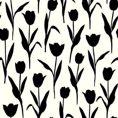 Tulip Vector, Tulip Abstract, Tulip Fever, Flowers Silhouette, Tulips Wallpaper, Tulips Pattern, Hijab Design, Mono Printing, Leaves Seamless Pattern