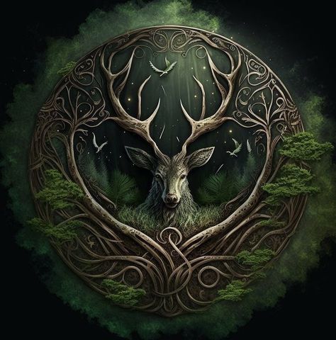 Celtic Fantasy Art, Tato Naruto, Horned God, Irish Tattoos, Spirit Animal Art, Gothic Fantasy Art, Celtic Art, Cool Wallpapers Art, Beautiful Fantasy Art