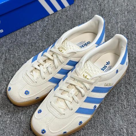 Adidas originals GAZELLE INDOOR "Floral/Beige/Light... - Depop Light Blue Adidas, Adidas Wales Bonner, Adidas Originals Gazelle, Wales Bonner, Beige Light, Blue Adidas, Sneakers Shoes, Shoe Box, Adidas Shoes