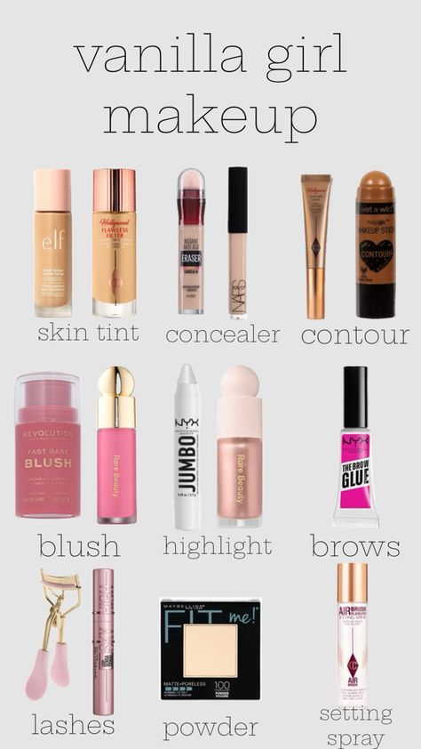 Vanilla Girl Makeup, Makeup Routine Guide, Preppy Makeup, Maquillage On Fleek, Makeup Order, Makeup Bag Essentials, Simple Makeup Tips, Makeup Help, Face Makeup Tips