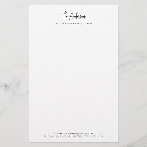 Modern Script Minimalist Personalized Family Name Stationery Family Stationery, Family Name, Personalized Family, Stationery Paper, Created By, Stationery, Stars