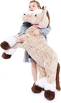 Tezituor Giant Horse Stuffed Animal, Large Pony Brown Plush Toy Horse, Big Gift for Kids,47 Inches Giant Horse, Stuffed Horse, Big Stuffed Animal, Giant Stuffed Animals, Soft Pp, Giant Plush, Plush Horse, Horse Pillow, Bear Pillow