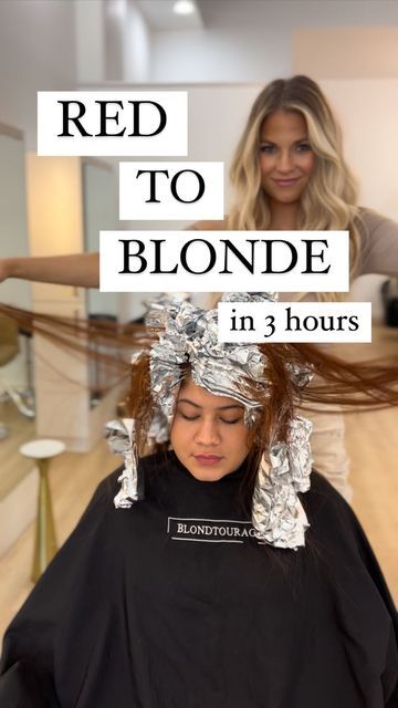 Balayage✨Blonde Specialist on Instagram: "THIS TRANSFORMATION😲👏🏻👏🏻 😍😍😍😄 . #btconeshot2023_colorvideo . Using the MAGICAL @k18hair Peptide Prep Pro Chelating hair complex MADE this transformation possible👏🏻👏🏻👏🏻👏🏻 . LIGHTENER: @joico #blondelife Lightening Powder which gave such a beautiful EVEN lift👏🏻👏🏻❤️ . HAD to enter this into the @behindthechair_com @oneshothairawards for COLOR VIDEO👏🏻❤️🎥 Because BIG transformations have the way to my heart!!!! . Key tip to this transf Transition From Copper To Blonde, Auburn Hair To Blonde Transformation, Red To Blonde Transformation, Red To Blonde Hair Transformation, Transition From Red To Blonde Hair, Copper To Blonde Transformation, Color Correction Hair Before And After, From Red To Blonde Hair Before And After, Red To Blonde Hair Before And After