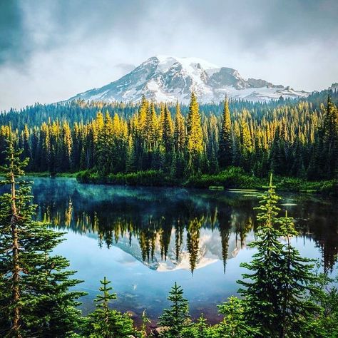 Mount Rainier (pronounced: /reɪˈnɪər/) Mount Tacoma or Mount Tahoma is the highest mountain of the Cascade Range of the Pacific Northwest and the highest mountain in the U.S. state of Washington. It is a large active stratovolcano located 54 miles (87 km) south-southeast of Seattle in the Mount Rainier National Park. It is the most topographically prominent mountain in the contiguous United States and the Cascade Volcanic Arc with a summit elevation of 14411 ft (4392 m). . #washington #WA #thebe Mt Rainer, Mount Rainier National Park, Mt Rainier, Rainier National Park, Beautiful Places In The World, Places Around The World, Washington State, Most Beautiful Places, Pacific Northwest