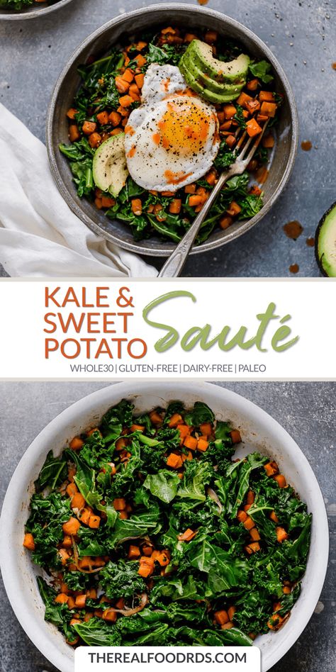 Kale Recipes Healthy, Kale Sweet Potato, Gluten Free Recipes Side Dishes, Sweet Potato Recipes Healthy, Salad Kale, Paleo Side Dishes, Resep Salad, Gluten Free Sides Dishes, Stuffed Sweet Potato Healthy