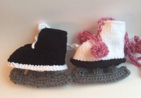 Looking for your next project? You're going to love Ice Skate Booties/Hockey Figure Skates by designer PaisleyPig. - via @Craftsy Triple Axel, Figure Skates, Knit Baby Booties, Knitted Booties, Ice Skate, Roller Skate, Toddler Preschool, Baby Booties, Ice Skating