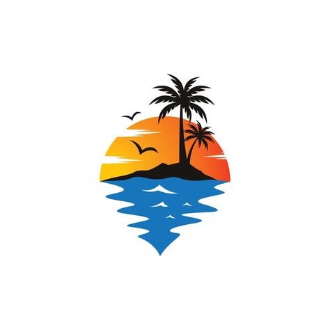 Sunset beach logo vector icon Sunrise Logo, Sunset Logo, Beach Logo, Resort Logo, Beach Music, Music Design, Street Art Graffiti, Sunset Beach, The Sunset