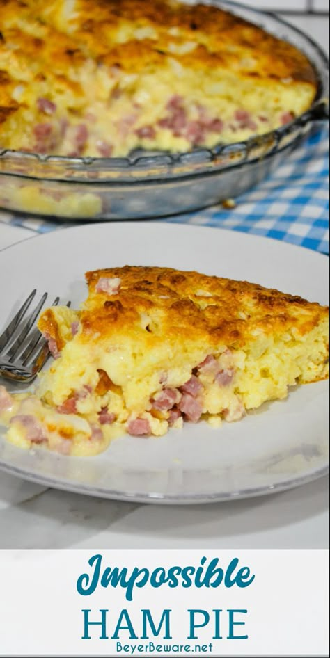 Ham And Swiss Pie, Recipes With Diced Ham, Recipes Using Ham, Impossible Pies, Christmas Pie Recipes, Ham And Cheese Casserole, Ham Pie, Homemade Breakfast Recipes, Cheese Quiche Recipe