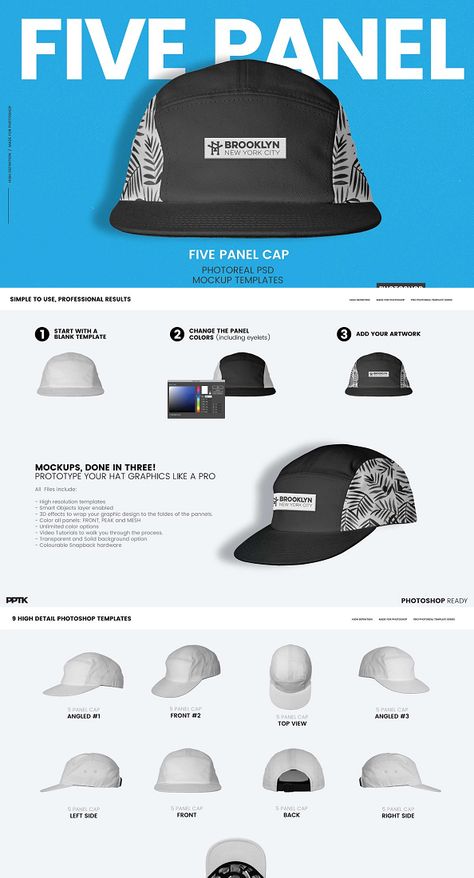 5 Panel Hat Outfit, Hat Mockup, Photoshop Templates Free, Bike Cap, Caps Game, Cap Mockup, Hat Template, Five Panel Cap, 3d Mockup