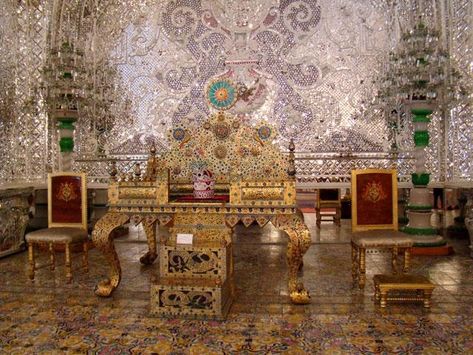 the Peacock Throne (Takht-e Tawus) after the “Peacock Concubine” (concubines used titles, not given names) on the day of their marriage. And so this ‘Peacock Throne’ became the emblem and figurative name for the Persian monarchy right up until 1979.The Peacock throne on display in Golestan palace. Peacock Throne, Golestan Palace, Famous Warriors, Persian Motifs, Tehran, Mirror Art, North Africa, The Space, African Art